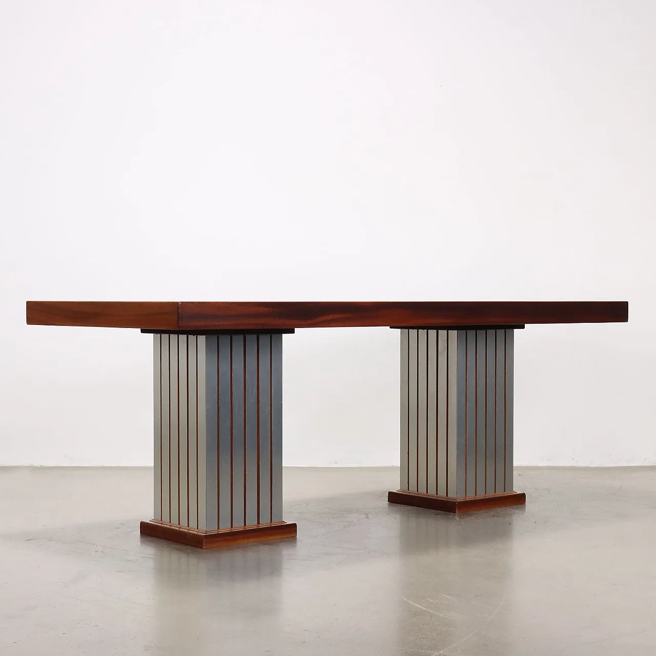 Mahogany veneer and aluminium table, late 20th century 9