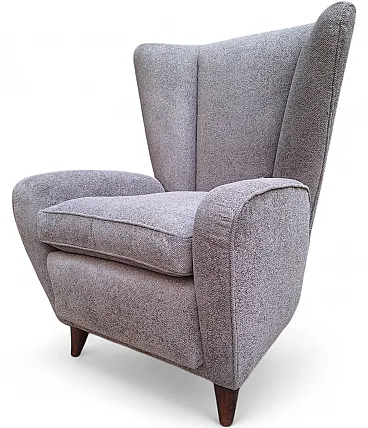 Bergère armchair in grey attributed to Paolo Buffa, 1940s