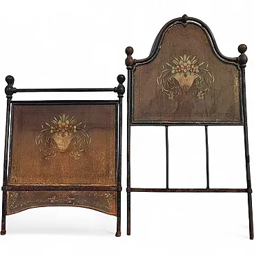 Bed headboard and footboard in wroughtiron, 20th century