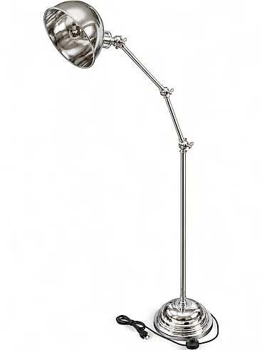 Articulated floor lamp in steel and silver, 1980s