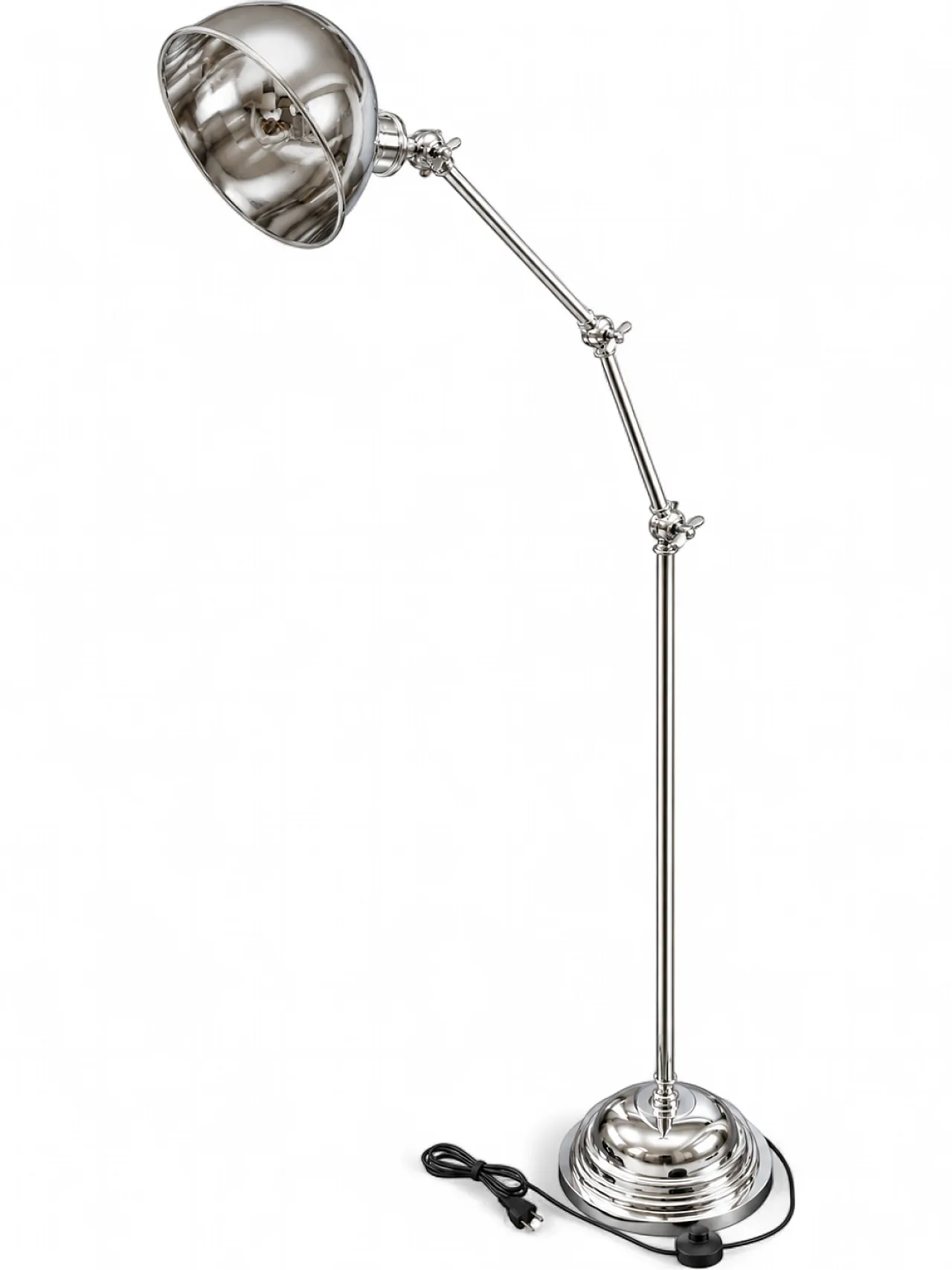 Articulated floor lamp in steel and silver, 1980s 6