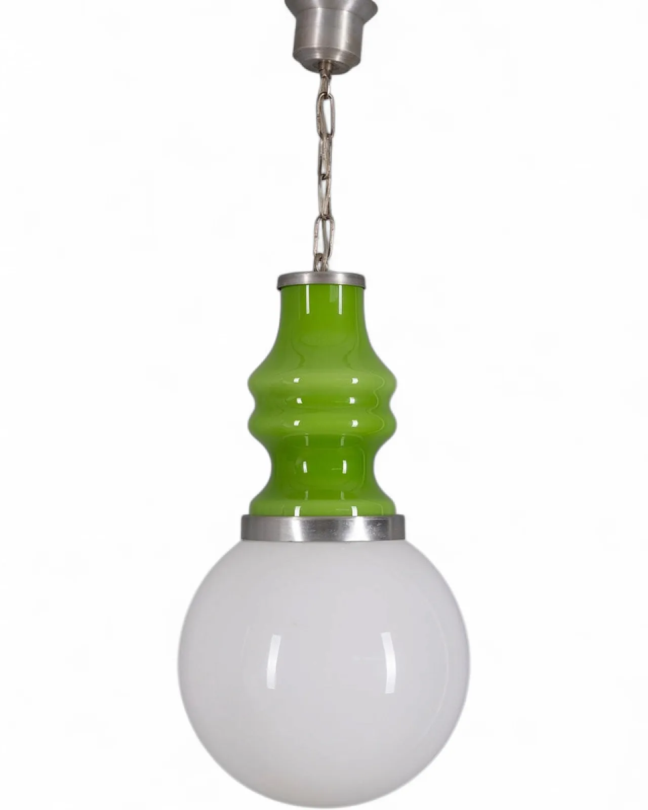 Lampada a sospensione Space Age in vetro verde, anni '70 8