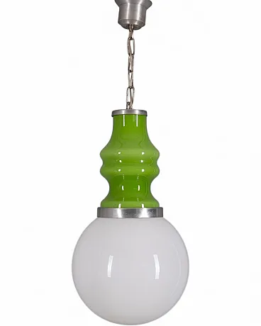 Vintage Space Age Green Glass Pendant Light, 1970s