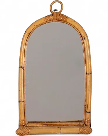Wall mirror with bamboo shelf, 1960s